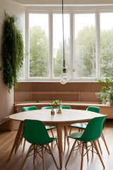 Minty Dining Delight in a Mid-Century Modern Living Room