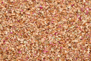 Indian dried organic rose petals background.