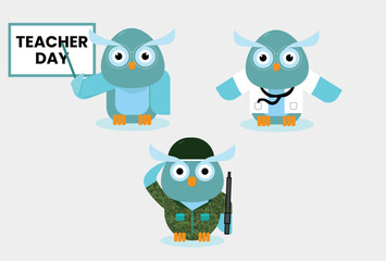 Owl Professions Illustration Set