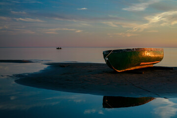 boat at sunset