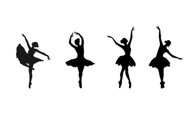 Young ballet dancer standing in pose flat design on grey background. Vector illustration Design, ballerinas in special dancing dresses	 - obrazy, fototapety, plakaty