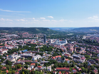 Fototapeta na wymiar aerial view of the city jena in east germany