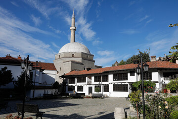 Fototapeta na wymiar Albanian league of Prizren and mosque, Prizren, Kosovo.