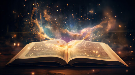 Opened magic book