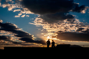 Fototapeta premium Figures at dusk, Prizren, Kosovo.