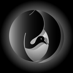 降り光琳鶴の丸