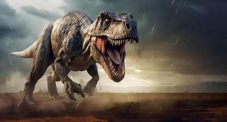 ferocious dinosaur tyrannosaurus rex. Generative Ai