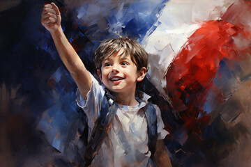 Blue, white, Red. Child and french flag