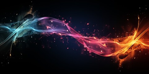 Obraz premium abstract background, banner with light effects of traces from high-speed traffic on the highway, neon bright lights and glare on a dark background 