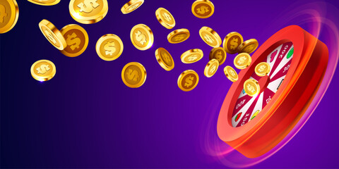 Wheel of luck or fortune. Colorful gambling wheel. Online casino. Banner for internet casino. Big win concept.