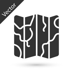 Grey Folded map icon isolated on white background. Vector