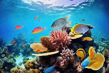 Naklejka na ściany i meble Animals of the underwater sea world