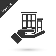 Grey House insurance icon isolated on white background. Security, safety, protection, protect concept. Vector.