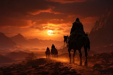 Fototapeten desert landscape on the sunset ,copy space © Наталья Добровольска