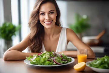 woman eating salad