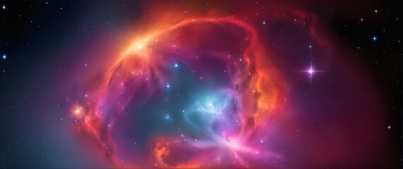 Fototapeta na wymiar Colorful space nebula with an exploding star from Generative AI