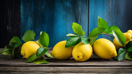 Fresh lemons on wooden background