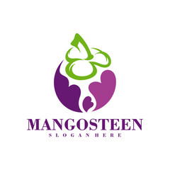 Mangosteen Love logo design Template. Creative Mangosteen logo vector illustration.