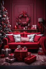 Amazing Interior Design of a Living Room with X-Mas Decorations.