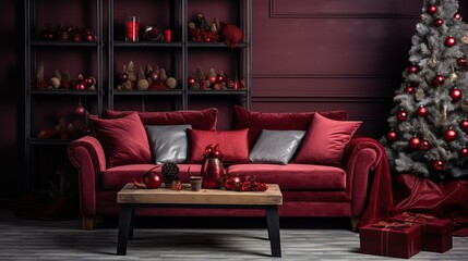 Amazing Interior Design of a Living Room with X-Mas Decorations.