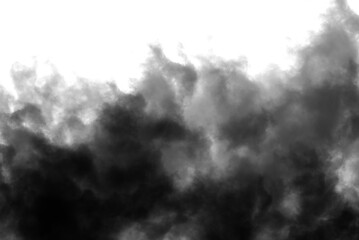 Biały dym, jasna chmura, na czarnym tle