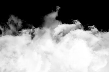 Biały dym, jasna chmura, na czarnym tle