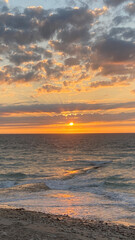 Beautiful sunset from the Whales Lighthouse (Phare des Baleines) on Île de Ré in France