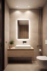 Fototapeta na wymiar Nordic style interior of bathroom in modern house.