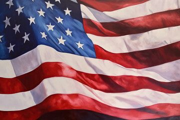 Fototapeta premium United States of America flag illustration, painting of the stars and stripes, 