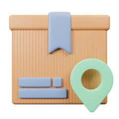 location 3d cardboard box icon or delivery package minimal 3d rendering