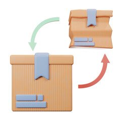 Replacement Broken Box  3d cardboard box shearch product icon or delivery package minimal 3d rendering