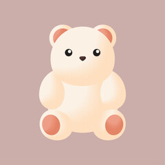 Zoo cute characters. White bear sticker.