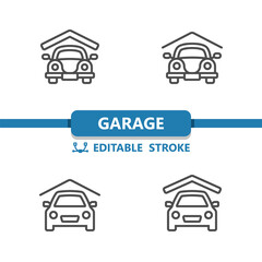 Garage Icons. Car, Vehicle, Car Wash, Car Park, Auto Repair Shop Vector Icon