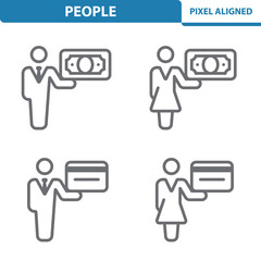 People Icons. Man, Woman, Businessman, Businesswoman Vector Icon