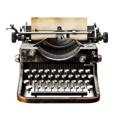 Vintage typewriter on transparent background