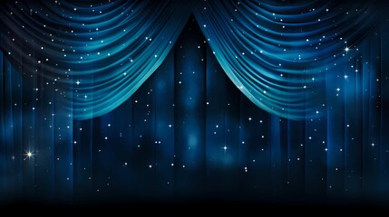 blue stage curtains with Starlight, Generative AI - obrazy, fototapety, plakaty