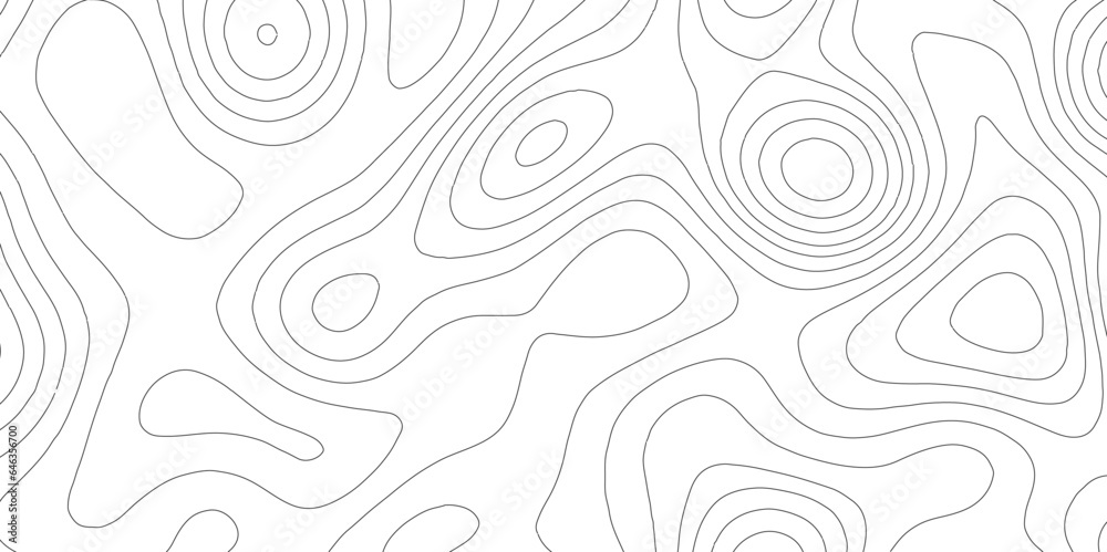 Aufkleber Ocean topographic line map with curvy wave isolines vector illustration. Abstract topographic contours map background, Vector contour topographic map. Cartography texture abstract banner use..