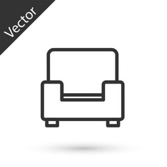 Grey line Armchair icon isolated on white background. Vector