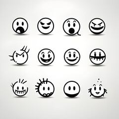 set of smiles doodle art