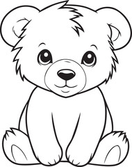 Fototapeta premium Colouring page for kids toddler and toddlers, minimal cute bear illustration one thick single outline drawing artwork