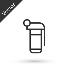 Grey line Hand grenade icon isolated on white background. Bomb explosion. Vector