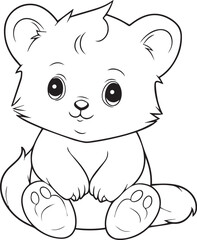 Colouring page for kids toddler and toddlers, minimal cute kitten illustration one thick single outline drawing artwork