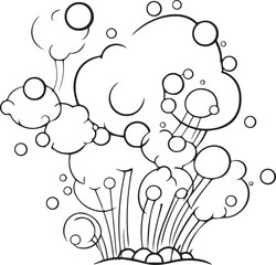 Obraz premium Colouring page for kids toddler and toddlers, minimal cute bubbles illustration one thick single outline drawing artwork
