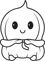 Colouring page for kids toddler and toddlers, minimal cute ghost baby illustration one thick single outline drawing artwork
