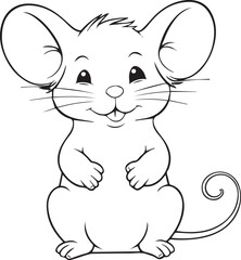 Colouring page for kids toddler and toddlers, minimal cute mouse illustration one thick single outline drawing artwork
