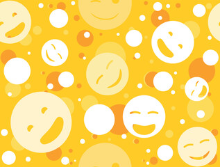Seamless yellow pattern with smiling emoticons. Seamless background