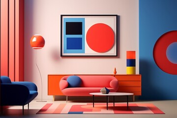 Colorful Minimal 60's Danish Design Interior Room