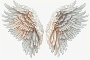 Realistic angel wings on a transparent background. Generative AI