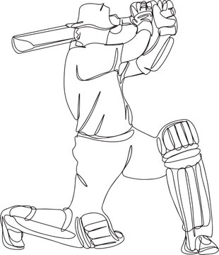 Cricket Batsman illustration. Cover Drive Shot Illustration Stock