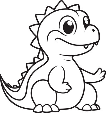 Colouring page for kids toddler and toddlers, minimal cute crocodile illustration one thick single outline drawing artwork